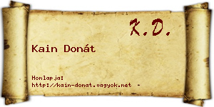 Kain Donát névjegykártya